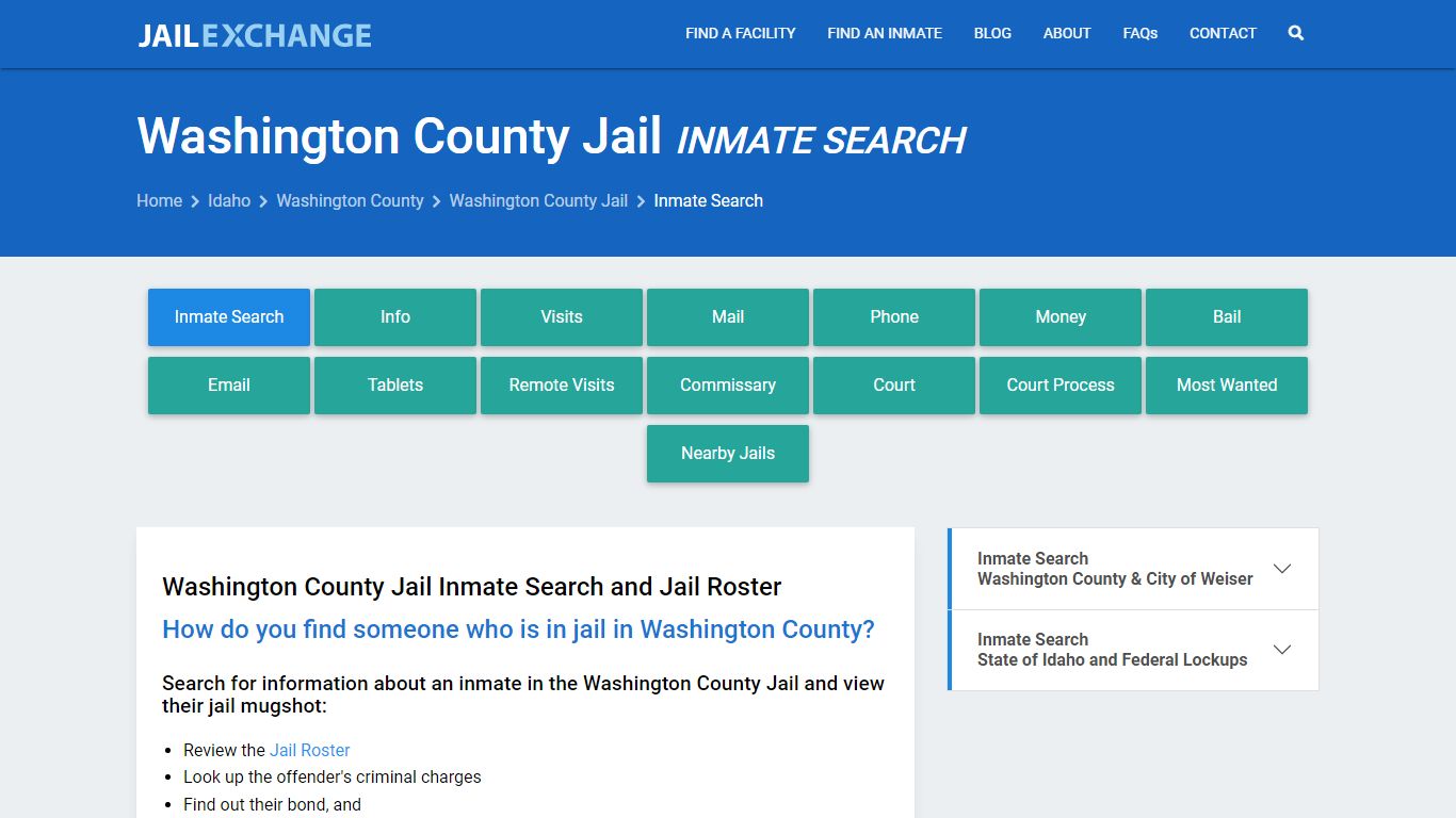 Inmate Search: Roster & Mugshots - Washington County Jail, ID